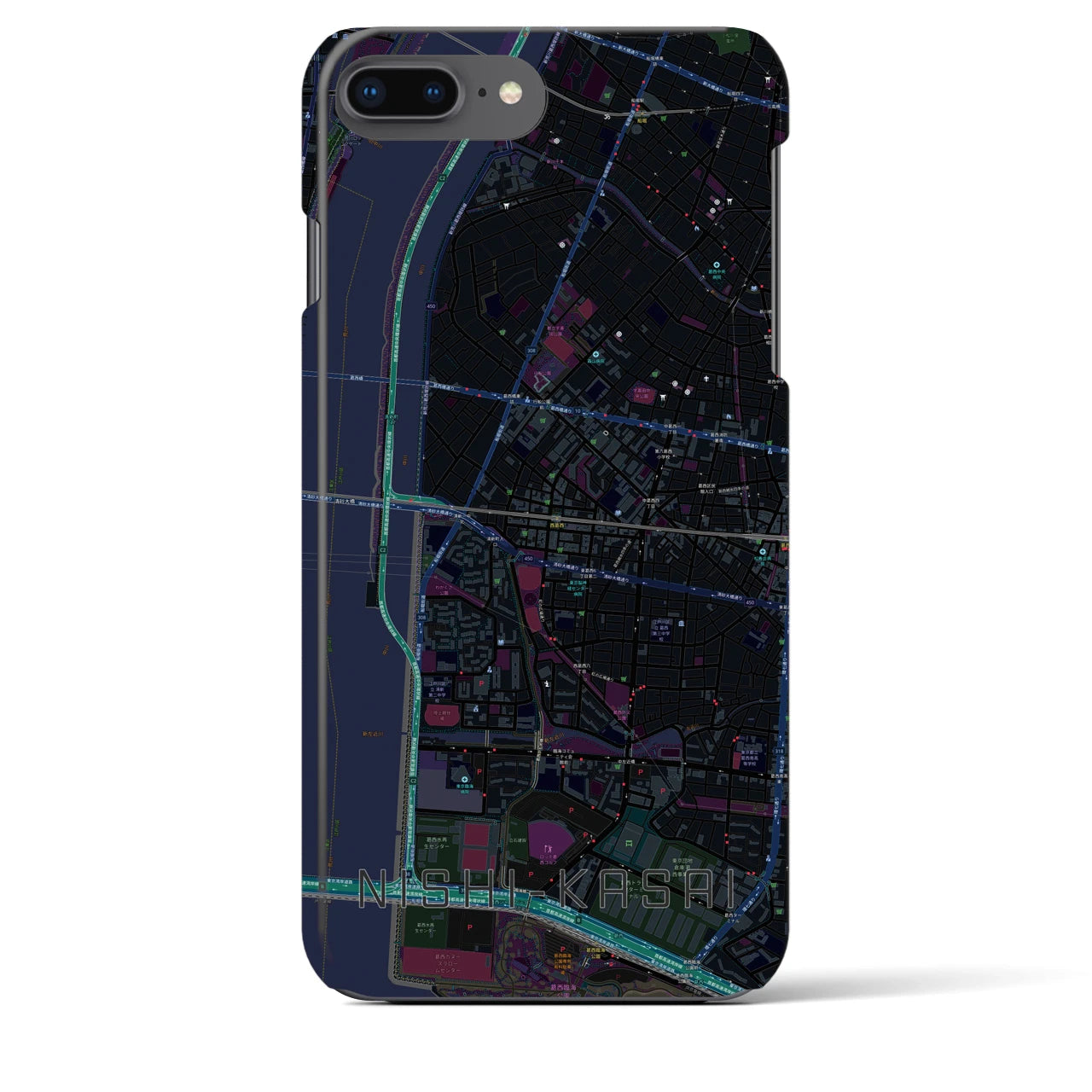 【西葛西（東京都）】地図柄iPhoneケース（バックカバータイプ）