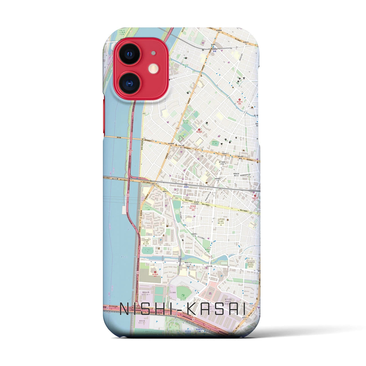 【西葛西（東京都）】地図柄iPhoneケース（バックカバータイプ）