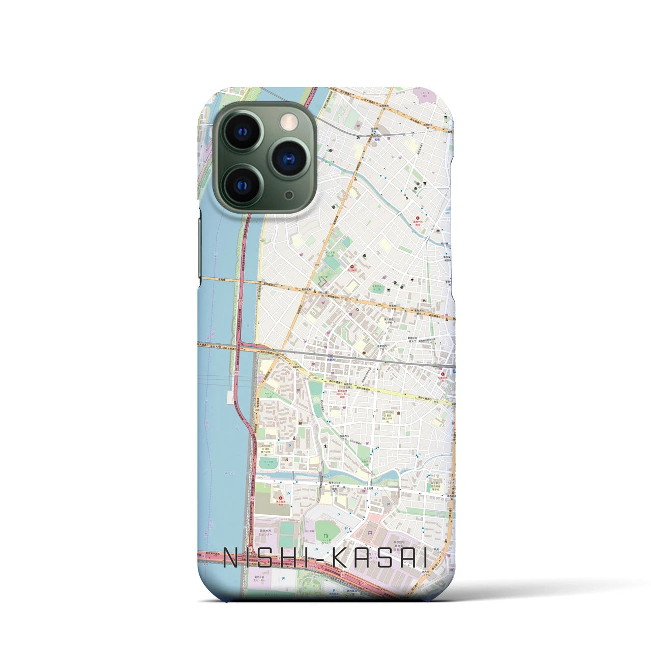 【西葛西（東京都）】地図柄iPhoneケース（バックカバータイプ）