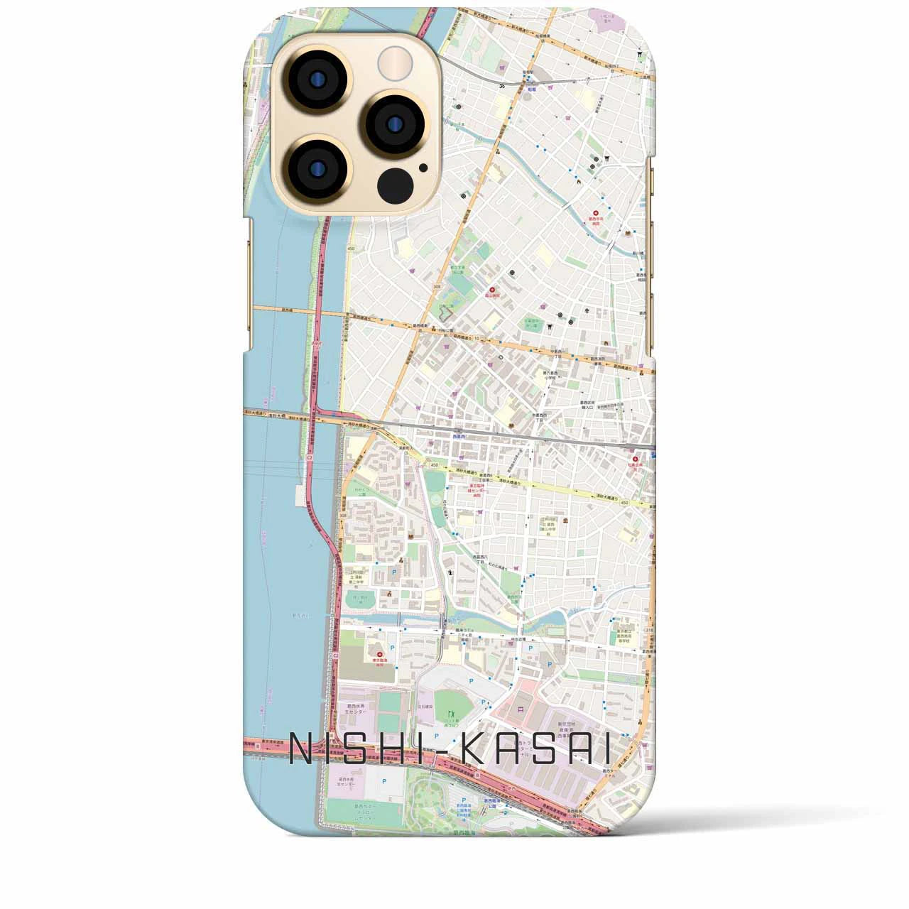 【西葛西（東京都）】地図柄iPhoneケース（バックカバータイプ）