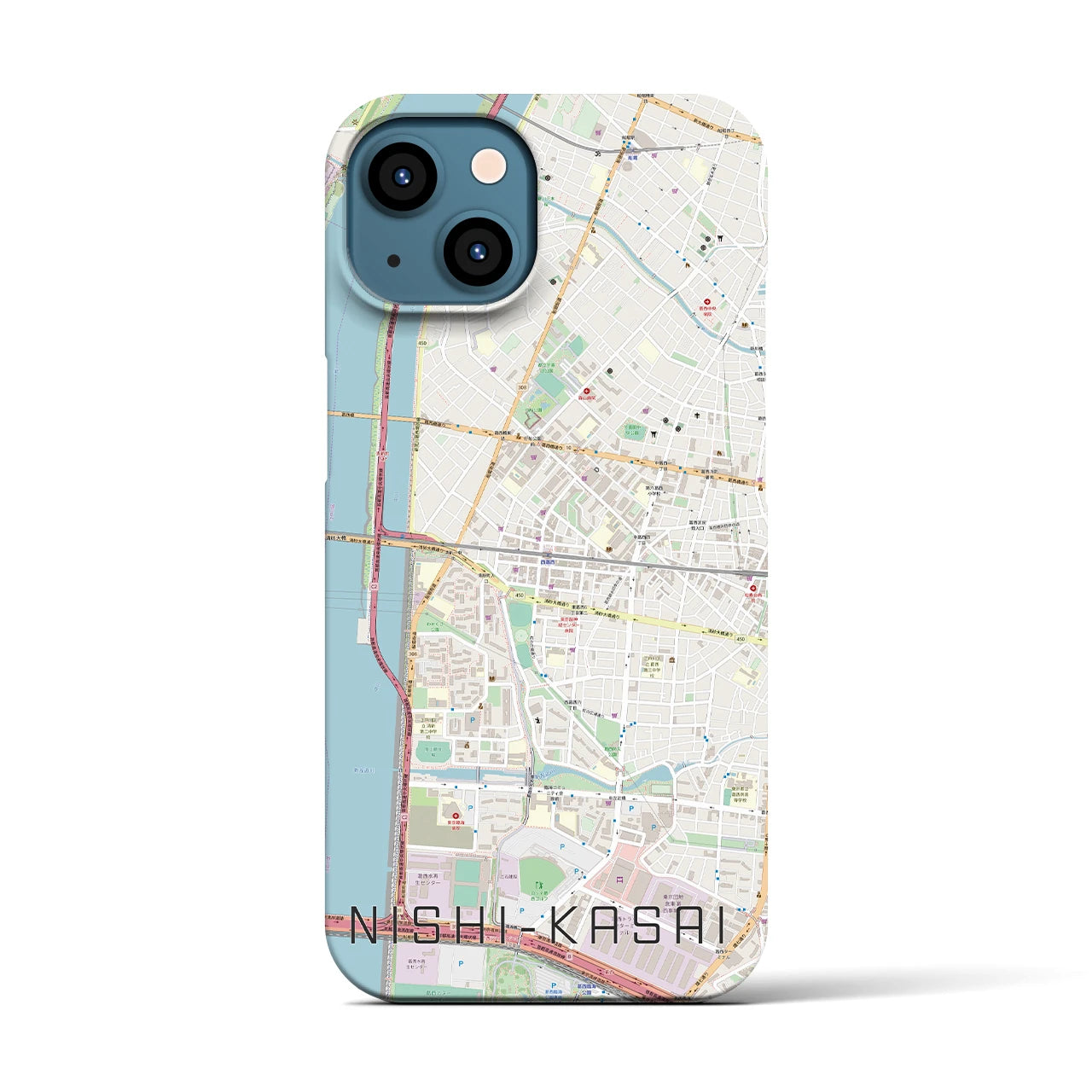 【西葛西（東京都）】地図柄iPhoneケース（バックカバータイプ）