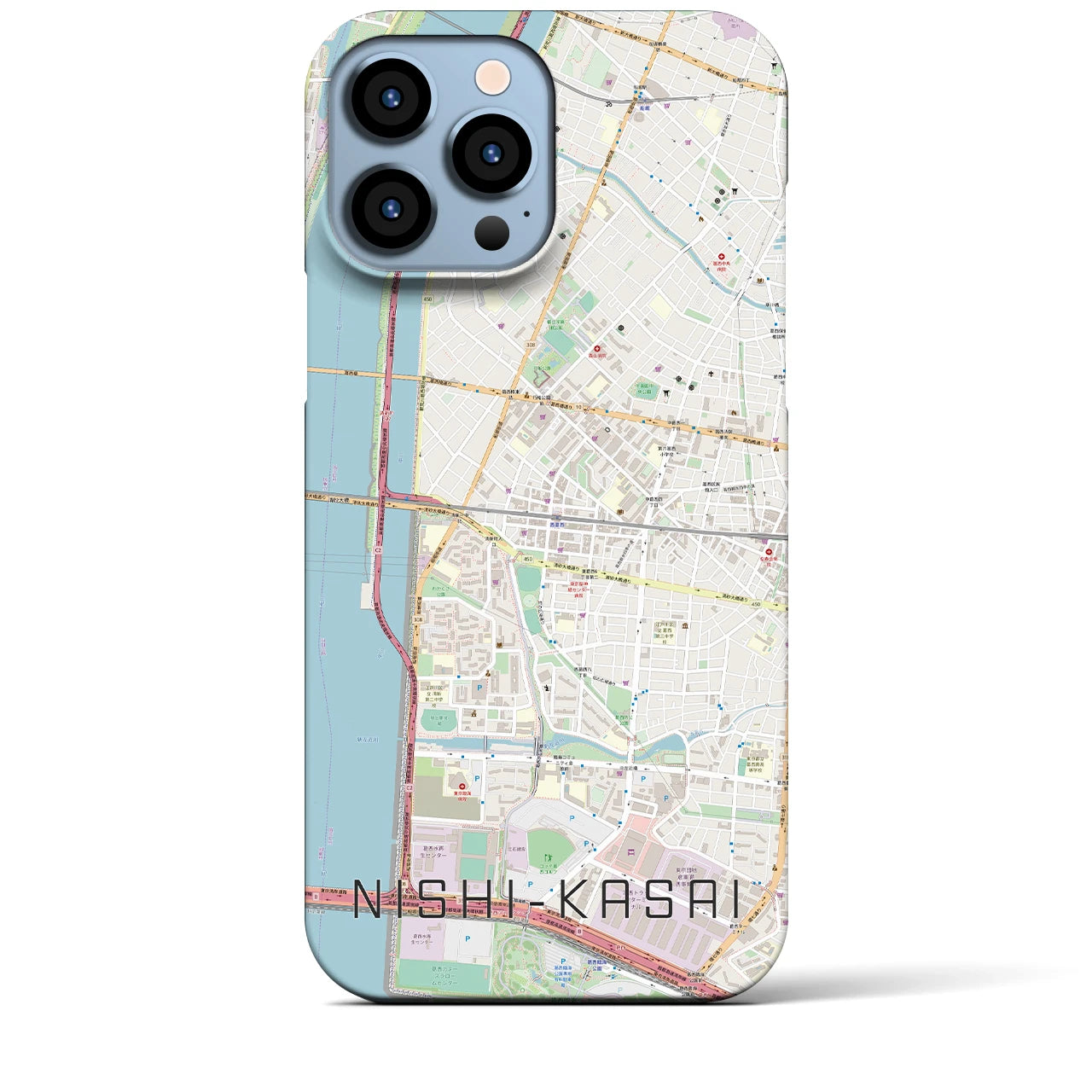 【西葛西（東京都）】地図柄iPhoneケース（バックカバータイプ）