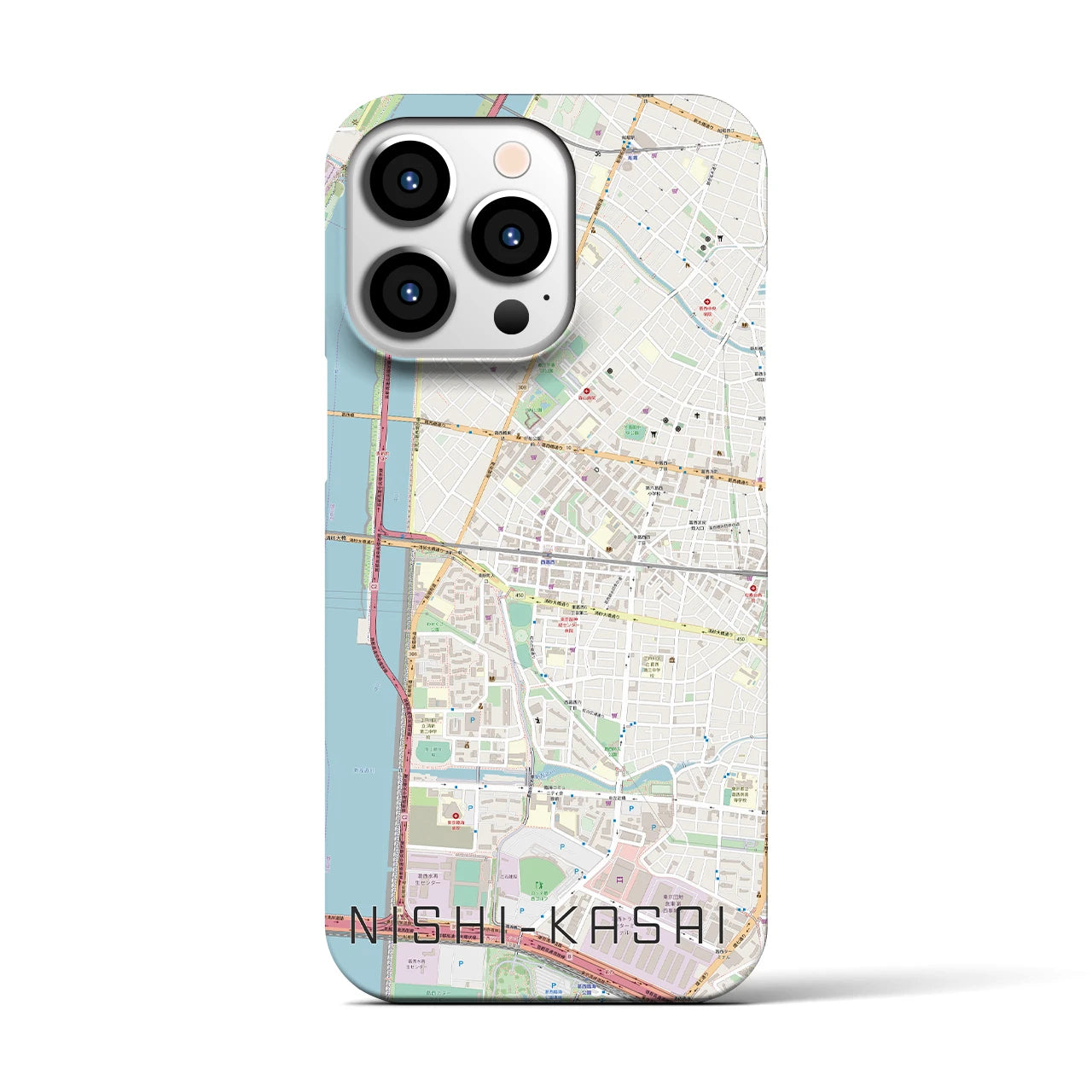 【西葛西（東京都）】地図柄iPhoneケース（バックカバータイプ）
