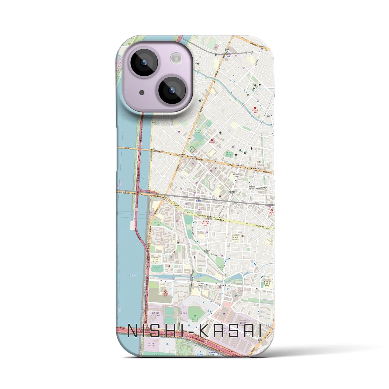 【西葛西（東京都）】地図柄iPhoneケース（バックカバータイプ）