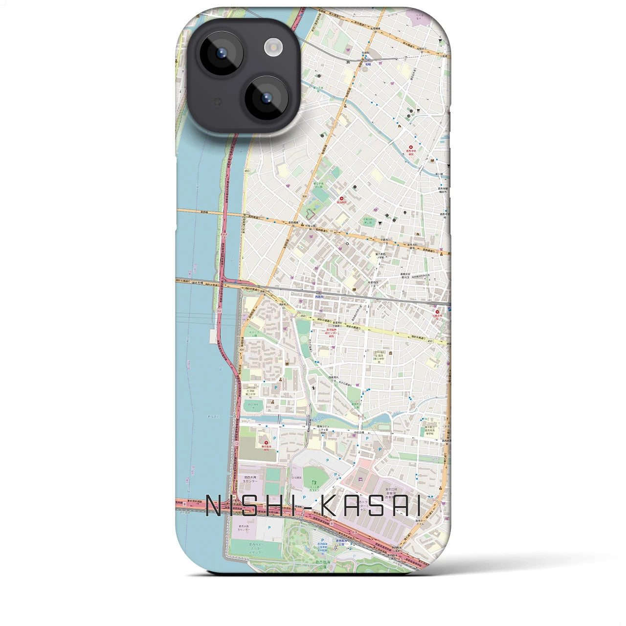【西葛西（東京都）】地図柄iPhoneケース（バックカバータイプ）