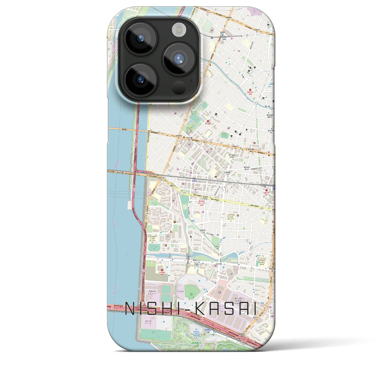 【西葛西（東京都）】地図柄iPhoneケース（バックカバータイプ）