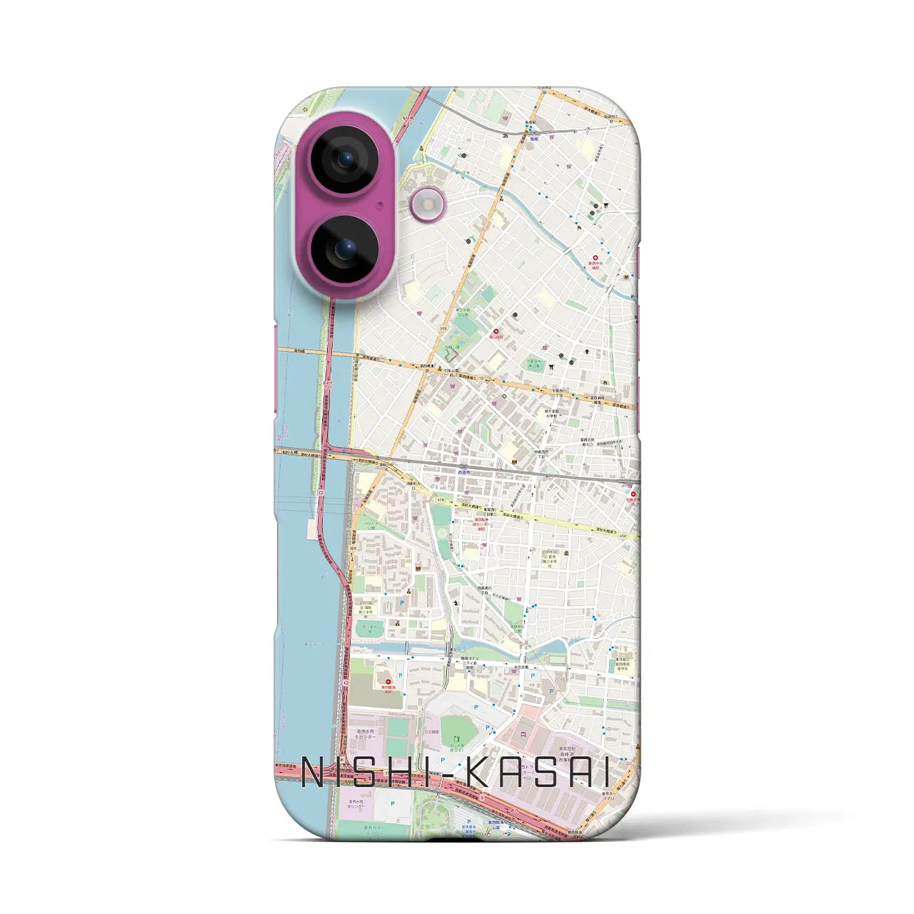 【西葛西（東京都）】地図柄iPhoneケース（バックカバータイプ）