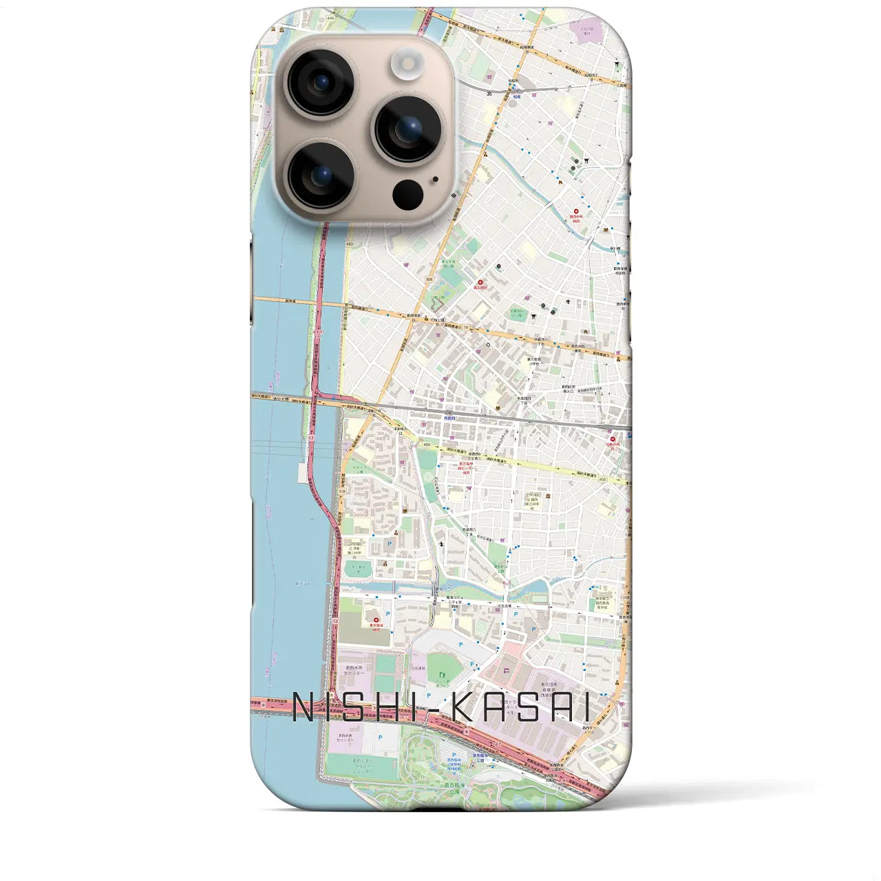 【西葛西（東京都）】地図柄iPhoneケース（バックカバータイプ）