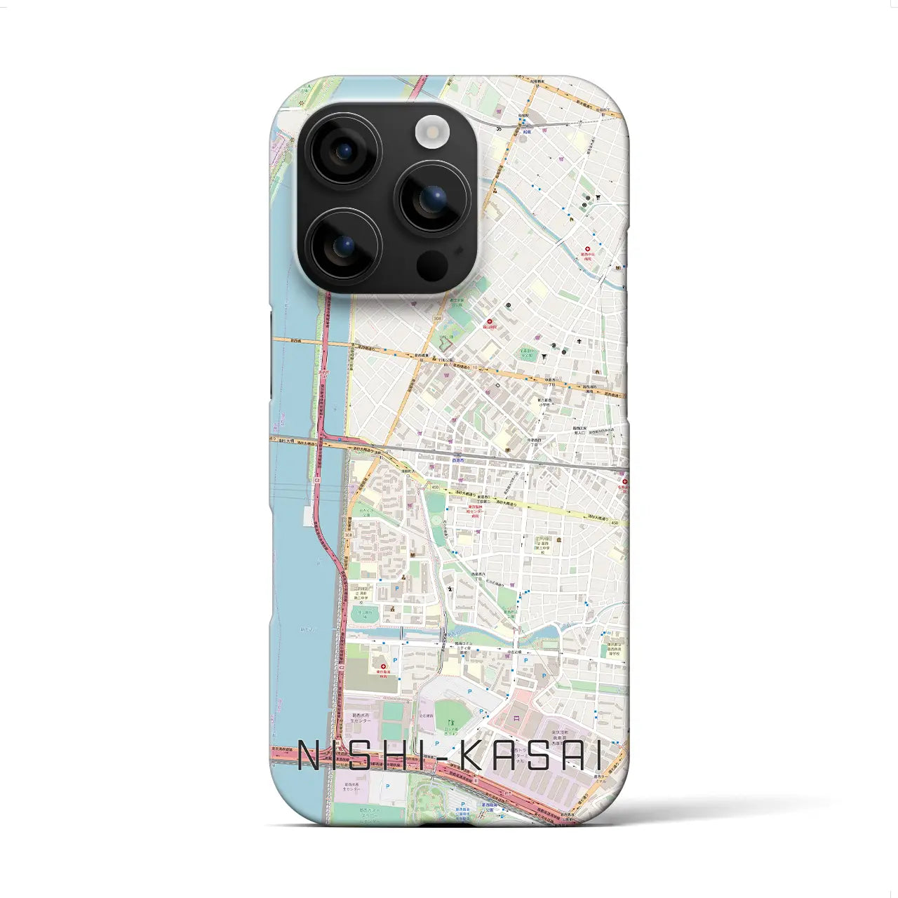 【西葛西（東京都）】地図柄iPhoneケース（バックカバータイプ）