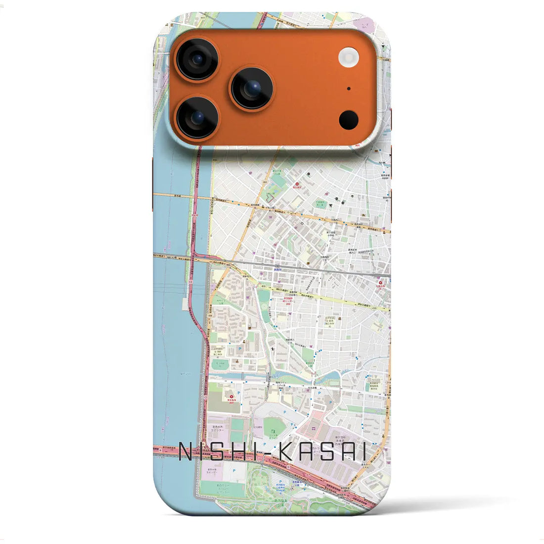 【西葛西（東京都）】地図柄iPhoneケース（バックカバータイプ）ブラック・iPhone 17 Pro Max 用