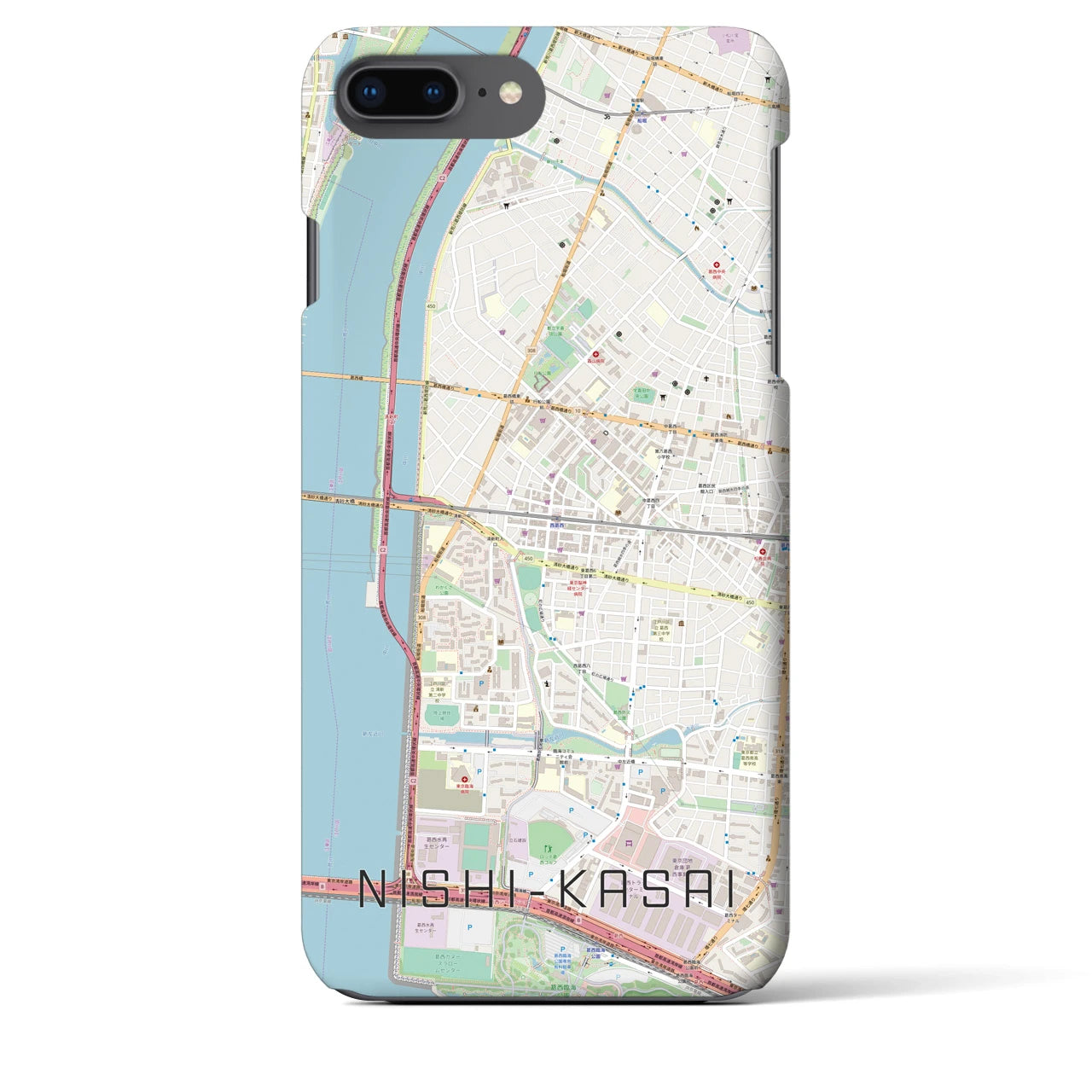 【西葛西（東京都）】地図柄iPhoneケース（バックカバータイプ）