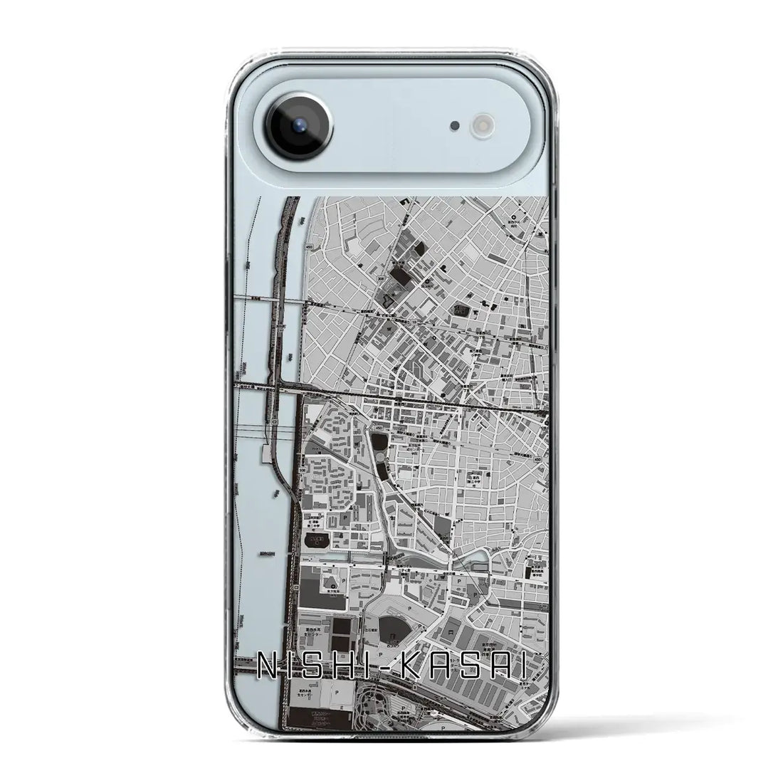 【西葛西（東京都）】地図柄iPhoneケース（クリアタイプ）モノトーン・iPhone 17 Pro Max 用