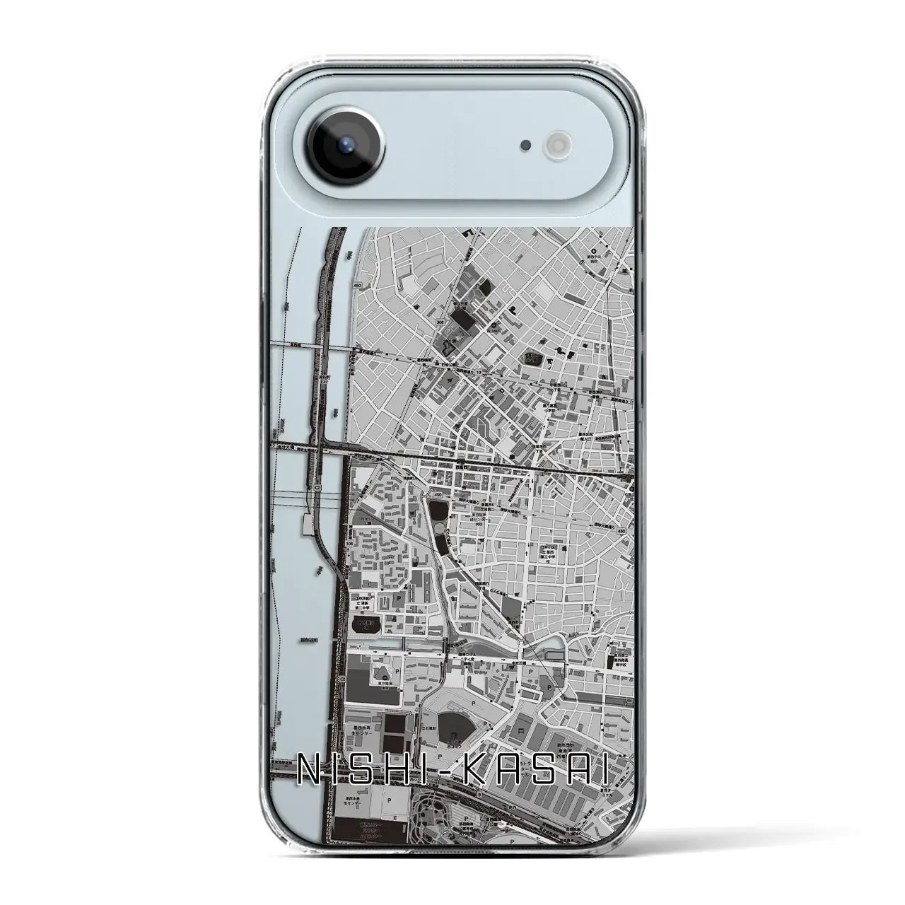 【西葛西（東京都）】地図柄iPhoneケース（クリアタイプ）モノトーン・iPhone 17 Pro Max 用