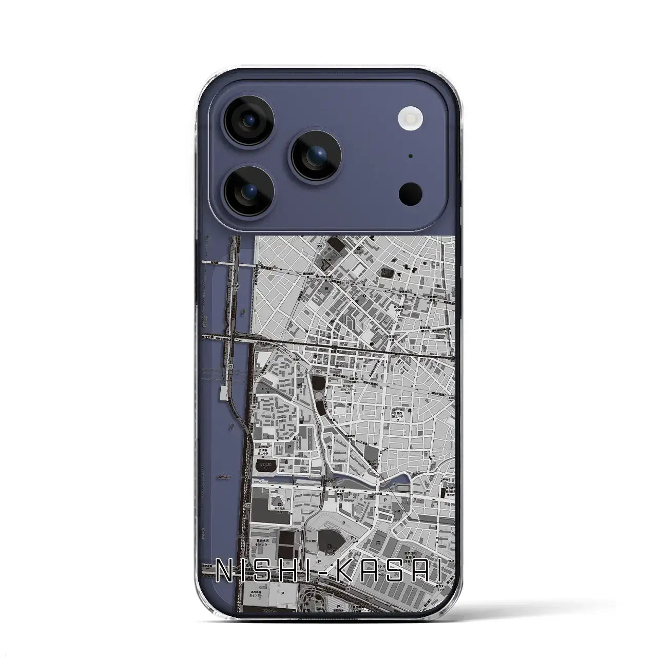 【西葛西（東京都）】地図柄iPhoneケース（クリアタイプ）