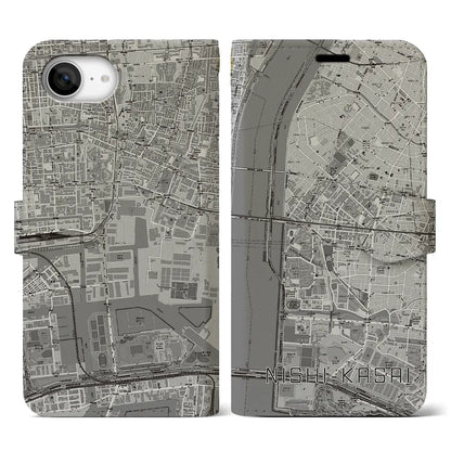 【西葛西（東京都）】地図柄iPhoneケース（手帳タイプ）