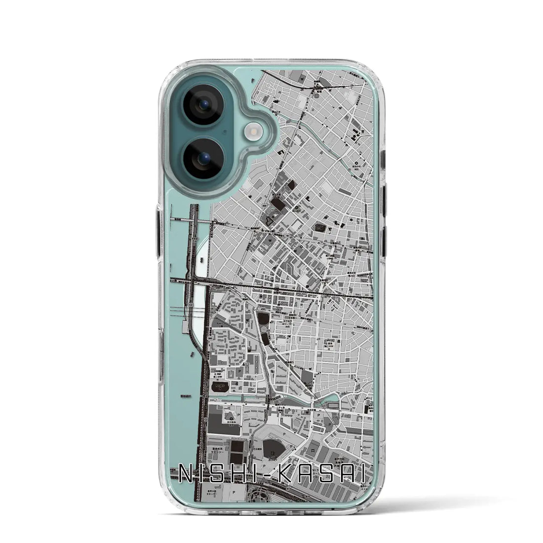 【西葛西（東京都）】地図柄iPhoneケース（MagSafeタイプ）モノトーン・iPhone 16 Pro 用