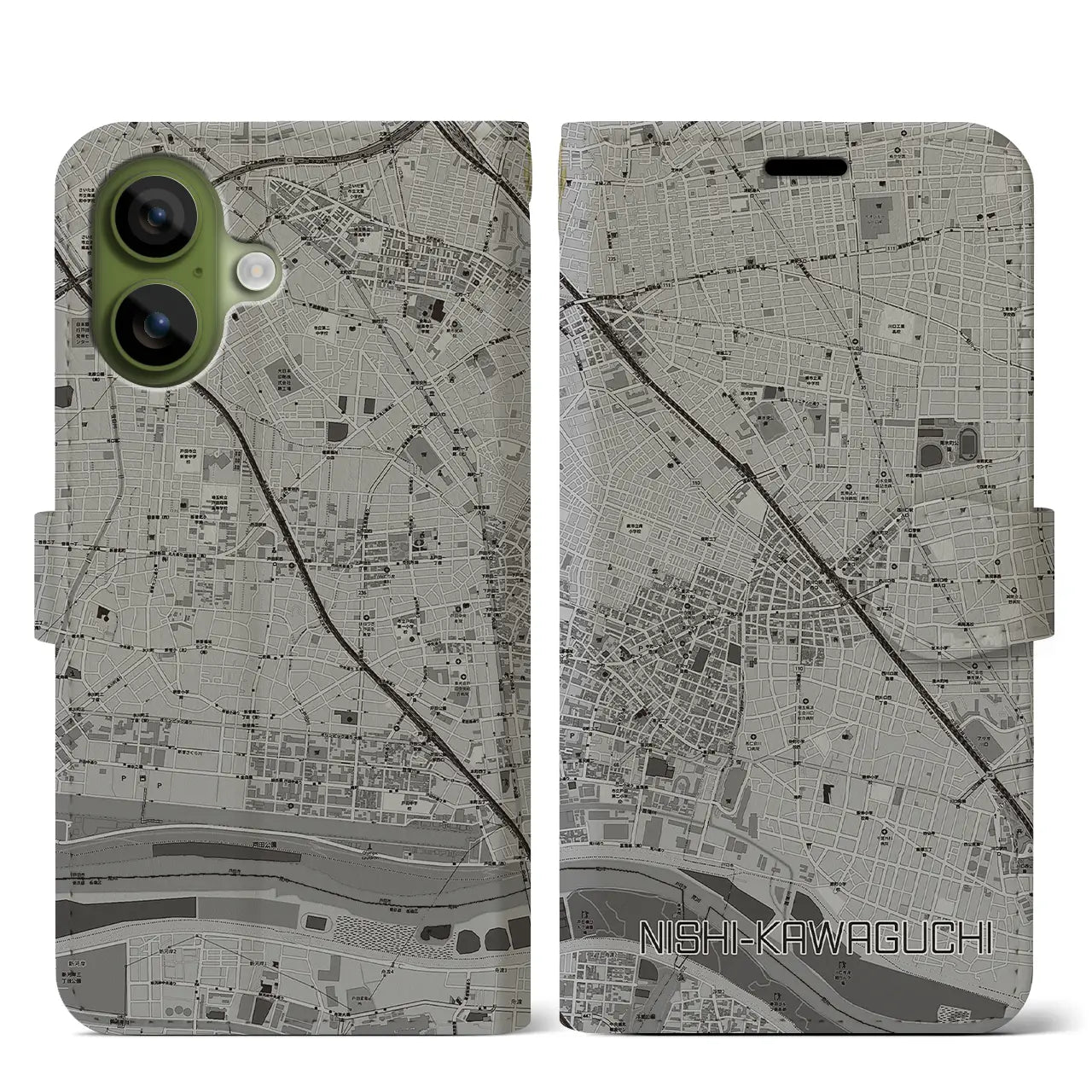 【西川口（埼玉県）】地図柄iPhoneケース（手帳タイプ）