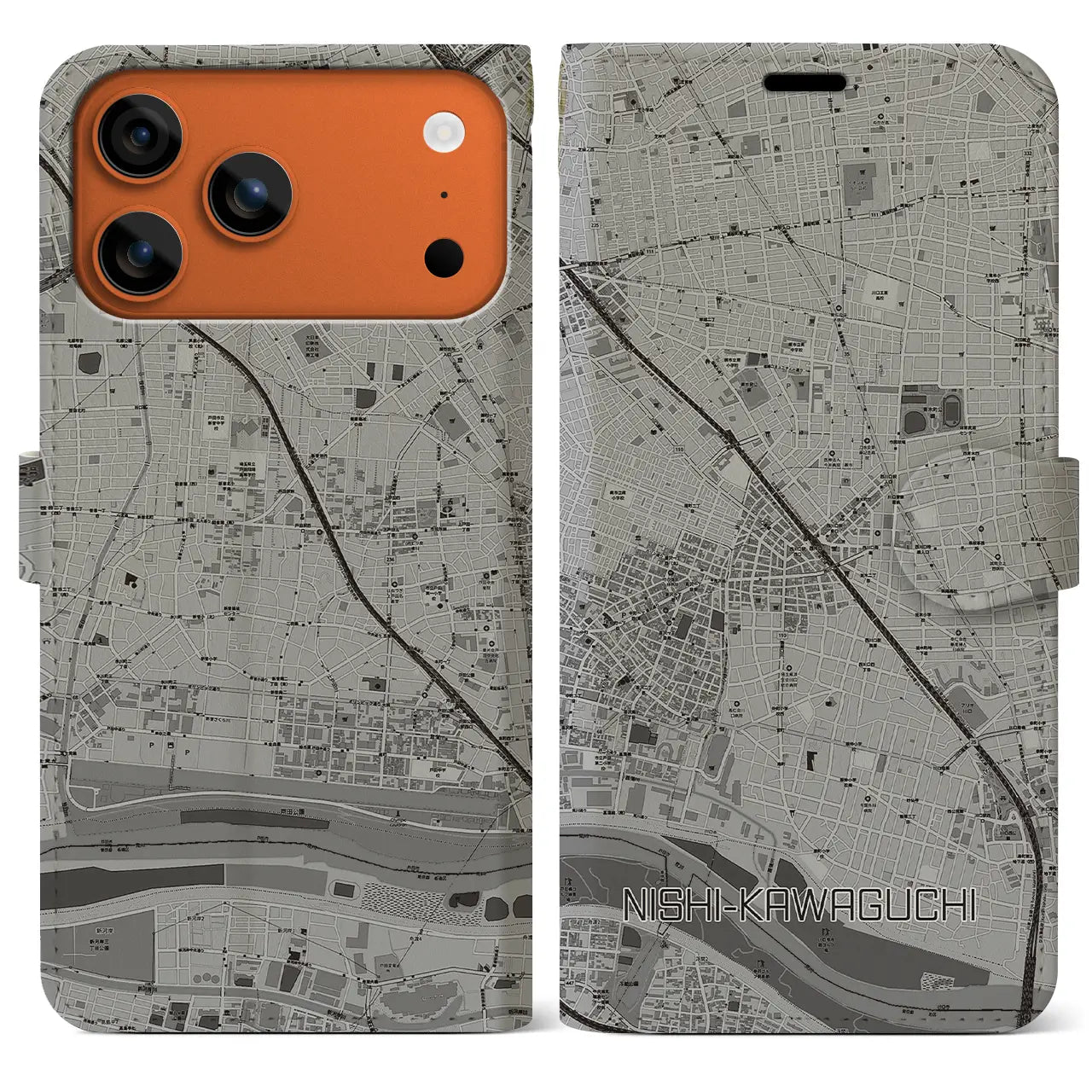 【西川口（埼玉県）】地図柄iPhoneケース（手帳タイプ）