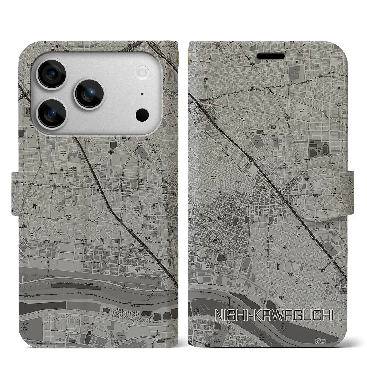【西川口（埼玉県）】地図柄iPhoneケース（手帳タイプ）