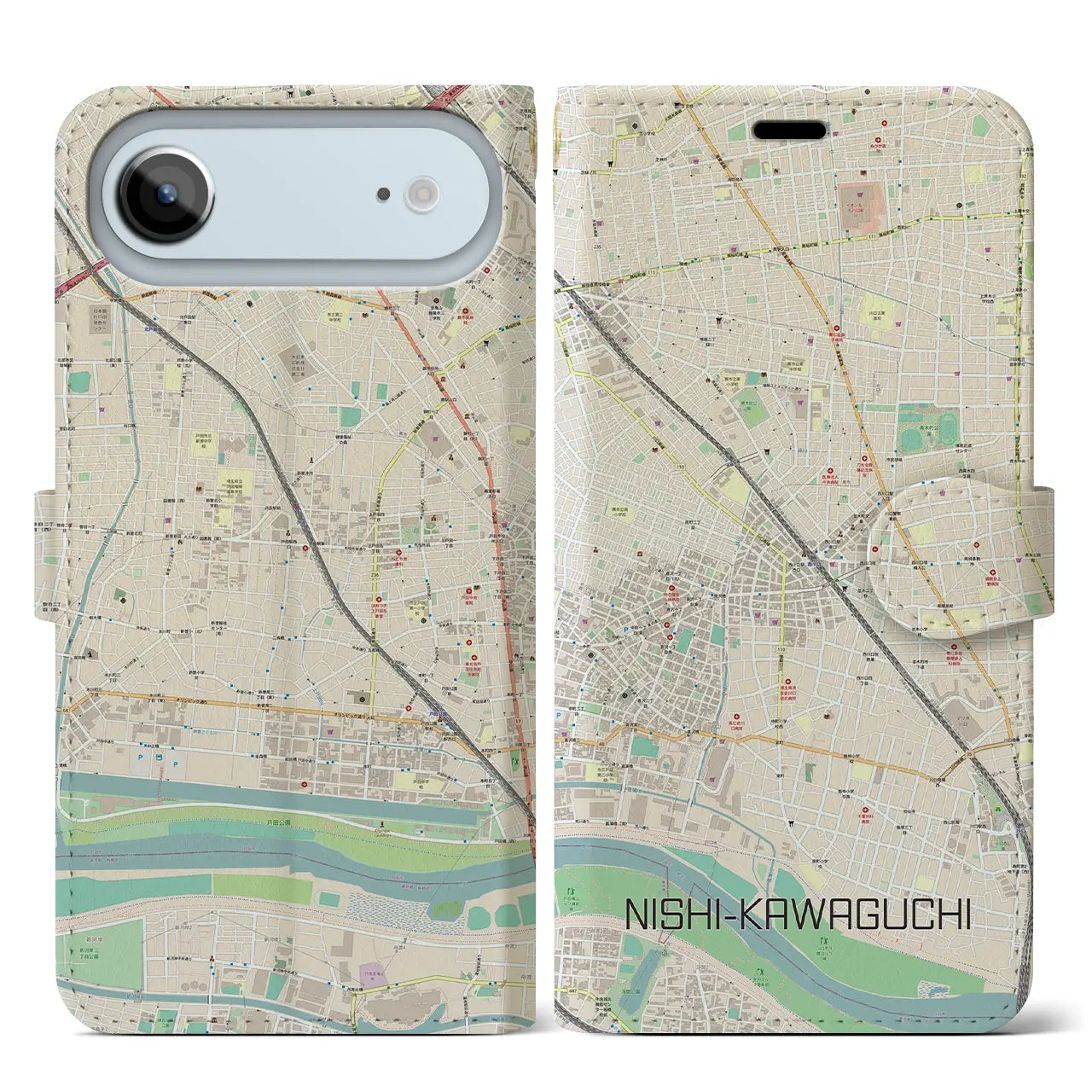 【西川口（埼玉県）】地図柄iPhoneケース（手帳タイプ）