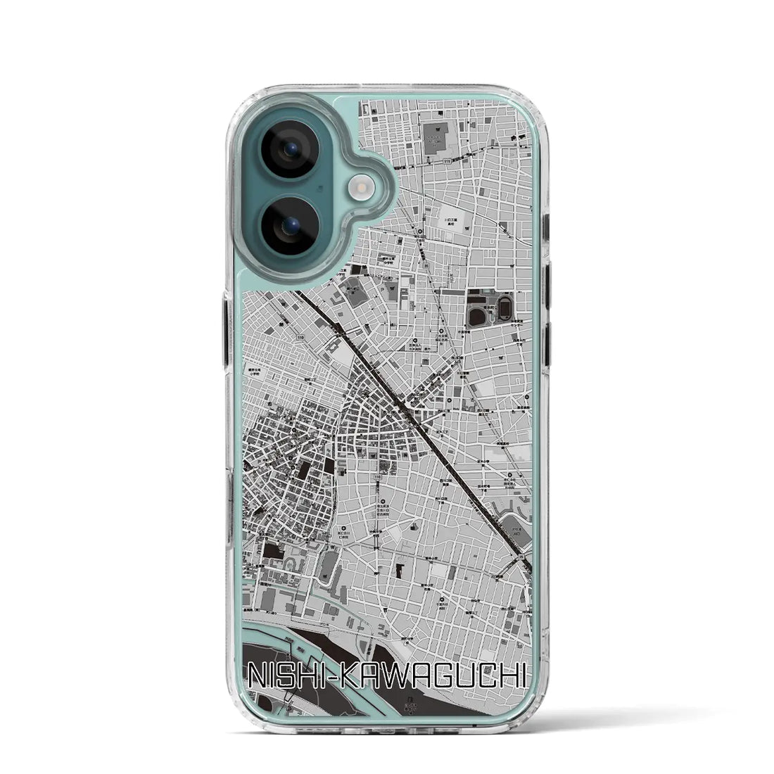 【西川口（埼玉県）】地図柄iPhoneケース（MagSafeタイプ）モノトーン・iPhone 16 Pro 用