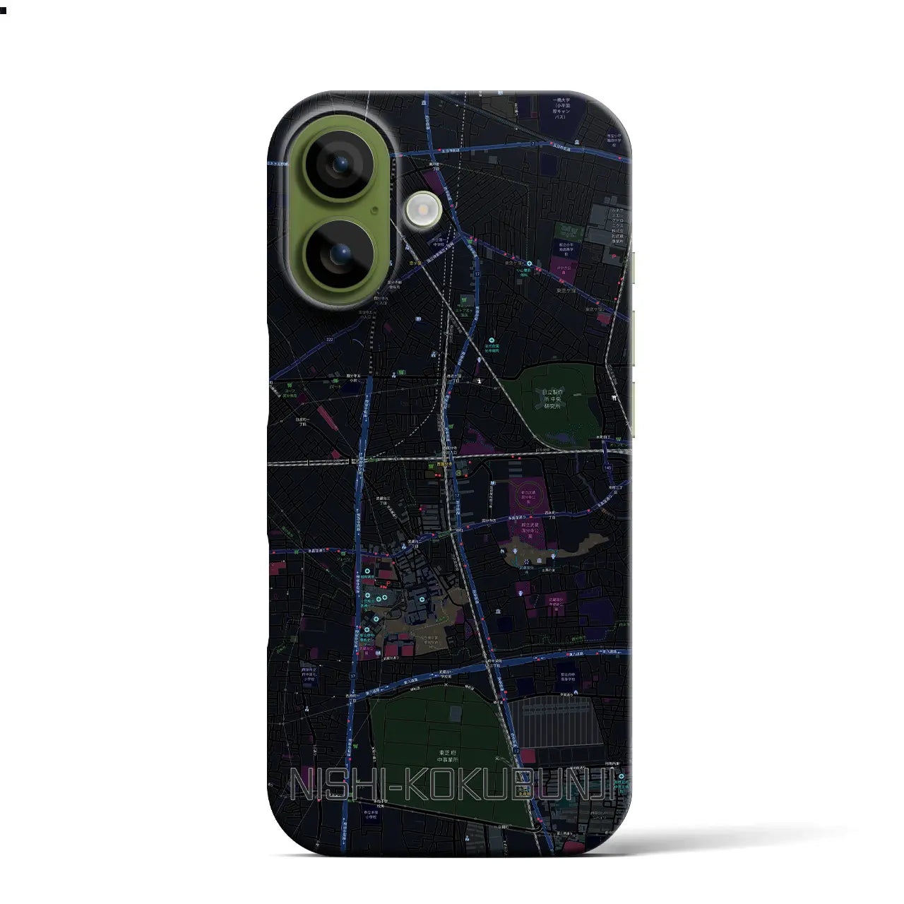 【西国分寺（東京都）】地図柄iPhoneケース（バックカバータイプ）