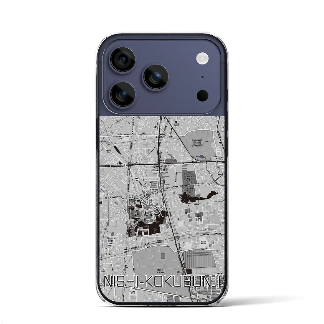 【西国分寺（東京都）】地図柄iPhoneケース（クリアタイプ）モノトーン・iPhone 17 Pro Max 用