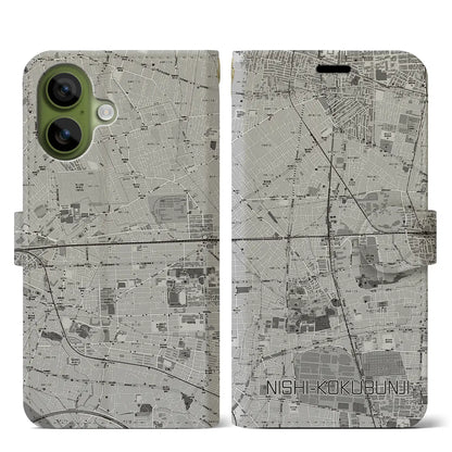 【西国分寺（東京都）】地図柄iPhoneケース（手帳タイプ）