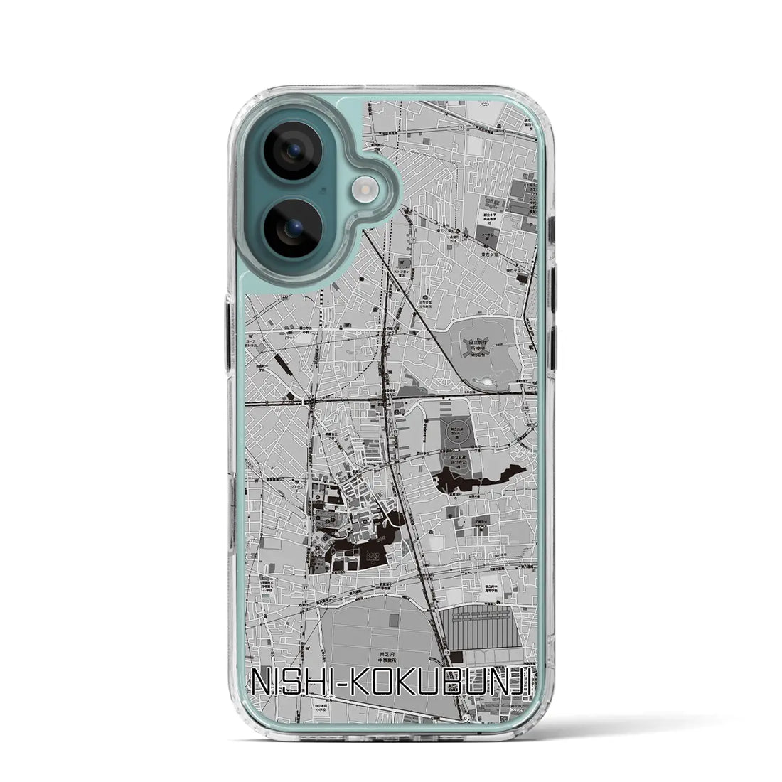 【西国分寺(東京都)】地図柄iPhoneケース(MagSafeタイプ)モノトーン・iPhone 16 Pro 用