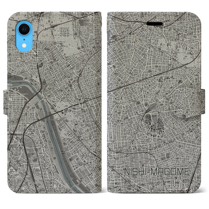 【西馬込（東京都）】地図柄iPhoneケース（手帳タイプ）モノトーン・iPhone XR 用