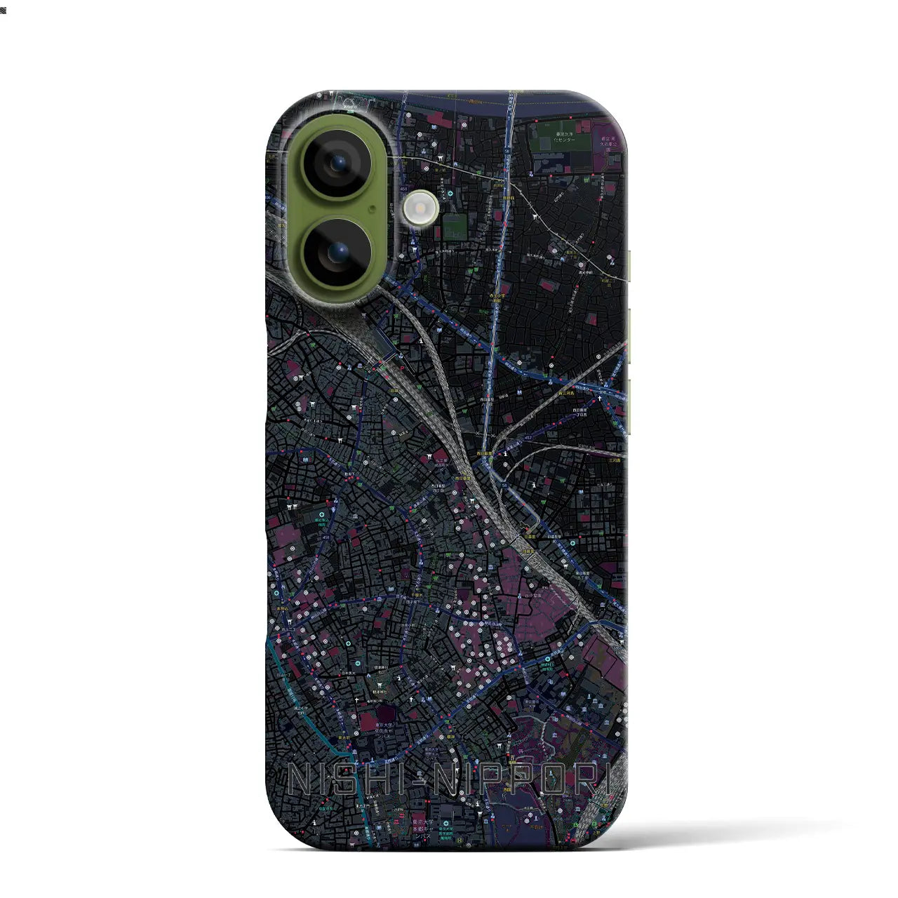 【西日暮里（東京都）】地図柄iPhoneケース（バックカバータイプ）