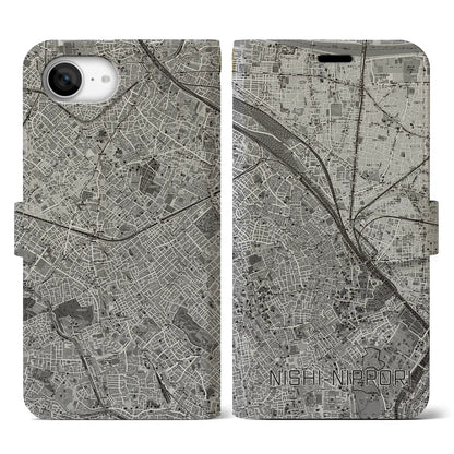 【西日暮里（東京都）】地図柄iPhoneケース（手帳タイプ）