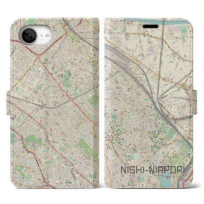 【西日暮里（東京都）】地図柄iPhoneケース（手帳タイプ）