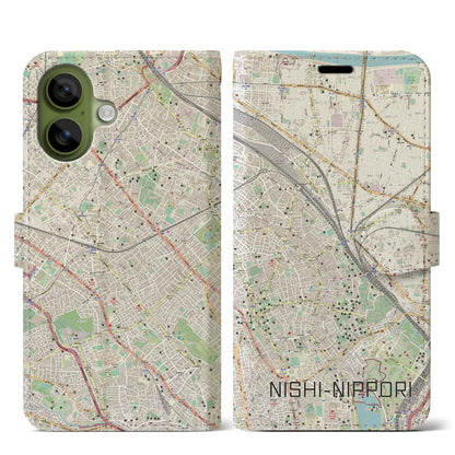 【西日暮里（東京都）】地図柄iPhoneケース（手帳タイプ）