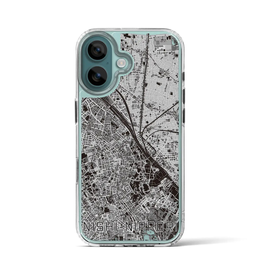 【西日暮里(東京都)】地図柄iPhoneケース(MagSafeタイプ)モノトーン・iPhone 16 Pro 用