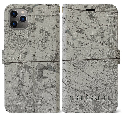 【西荻窪2（東京都）】地図柄iPhoneケース（手帳タイプ）モノトーン・iPhone 11 Pro Max 用