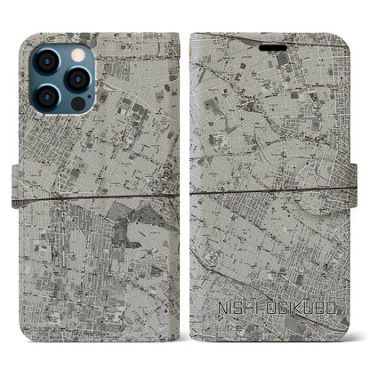 【西荻窪2（東京都）】地図柄iPhoneケース（手帳タイプ）モノトーン・iPhone 12 / 12 Pro 用
