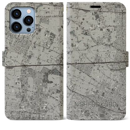 【西荻窪2（東京都）】地図柄iPhoneケース（手帳タイプ）モノトーン・iPhone 13 Pro Max 用