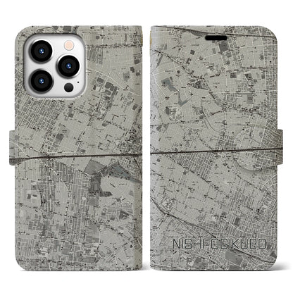 【西荻窪2（東京都）】地図柄iPhoneケース（手帳タイプ）モノトーン・iPhone 13 Pro 用