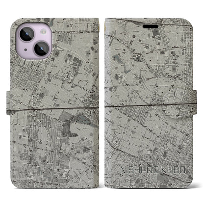 【西荻窪2（東京都）】地図柄iPhoneケース（手帳タイプ）モノトーン・iPhone 14 用