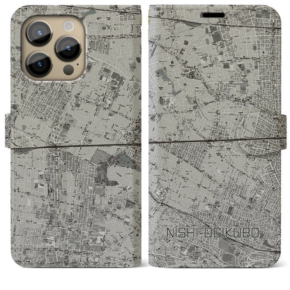 【西荻窪2（東京都）】地図柄iPhoneケース（手帳タイプ）モノトーン・iPhone 14 Pro Max 用