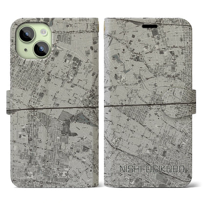 【西荻窪2（東京都）】地図柄iPhoneケース（手帳タイプ）モノトーン・iPhone 15 用