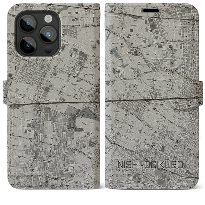 【西荻窪2（東京都）】地図柄iPhoneケース（手帳タイプ）モノトーン・iPhone 15 Pro Max 用