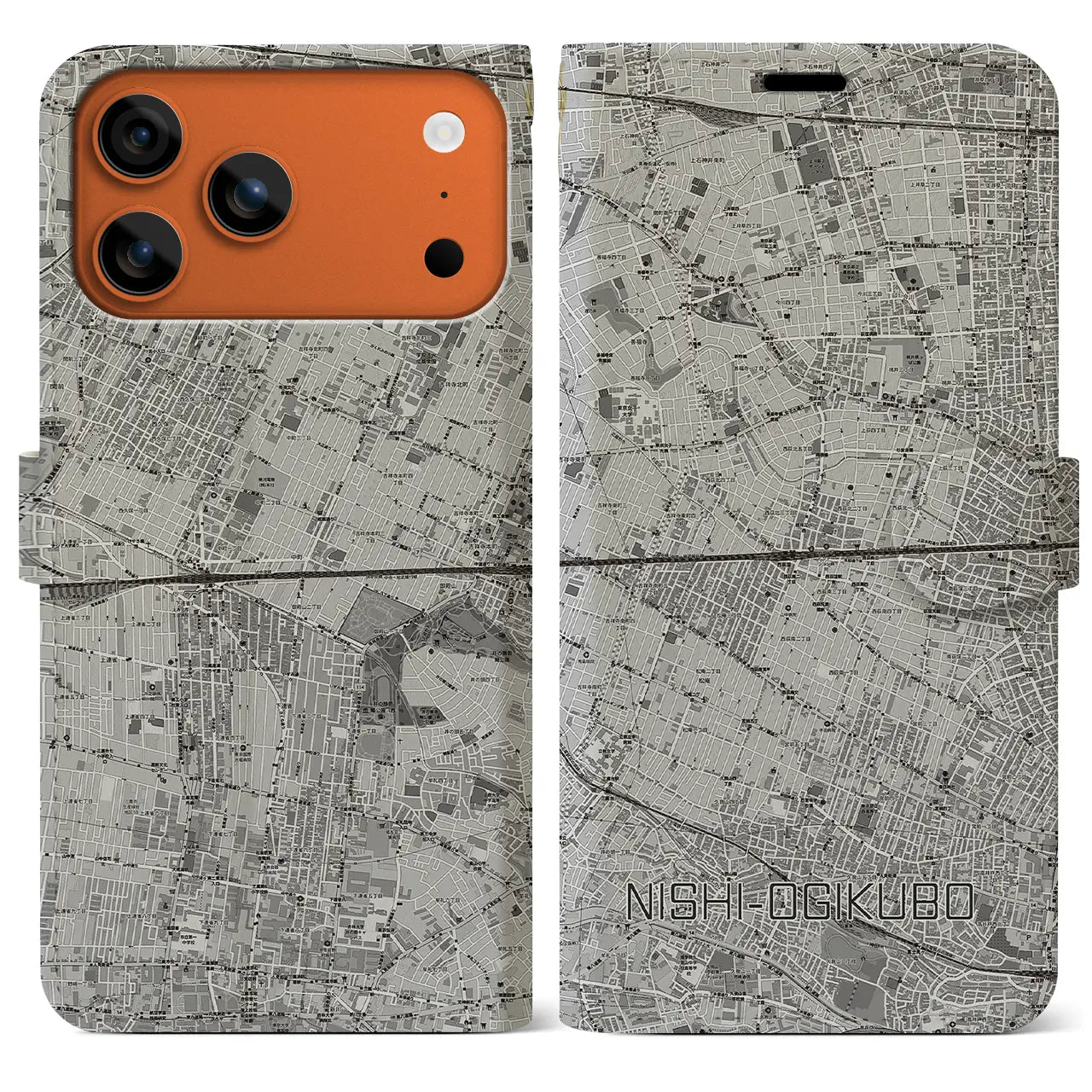 【西荻窪2（東京都）】地図柄iPhoneケース（手帳タイプ）