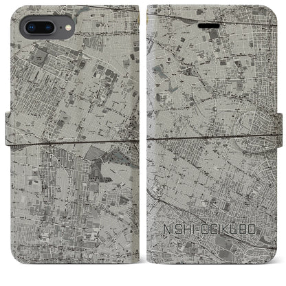 【西荻窪2（東京都）】地図柄iPhoneケース（手帳タイプ）モノトーン・iPhone 8Plus /7Plus / 6sPlus / 6Plus 用