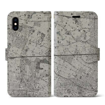 【西荻窪2（東京都）】地図柄iPhoneケース（手帳タイプ）モノトーン・iPhone XS / X 用