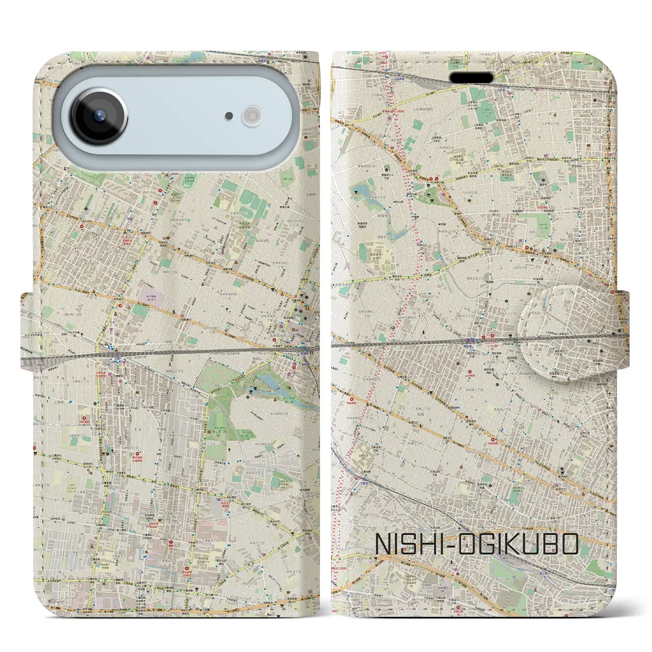 【西荻窪2（東京都）】地図柄iPhoneケース（手帳タイプ）