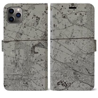 【西荻窪（東京都）】地図柄iPhoneケース（手帳タイプ）モノトーン・iPhone 11 Pro Max 用