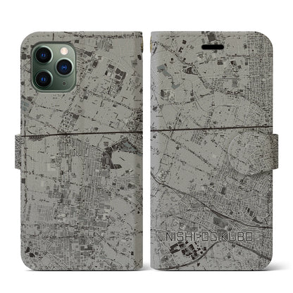 【西荻窪（東京都）】地図柄iPhoneケース（手帳タイプ）モノトーン・iPhone 11 Pro 用