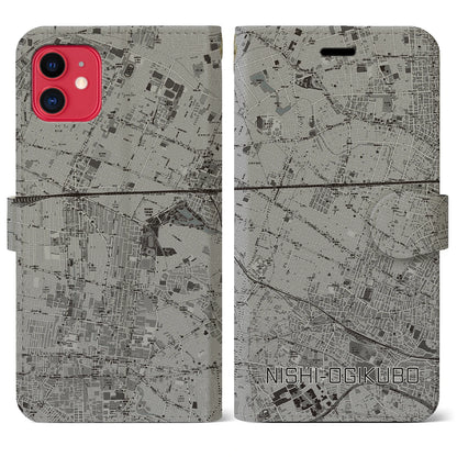 【西荻窪（東京都）】地図柄iPhoneケース（手帳タイプ）モノトーン・iPhone 11 用